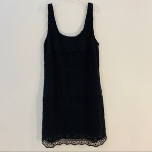 J.Crew Factory Black Crochet Lined Shift Dress 12